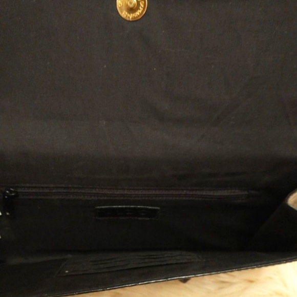 Aldo Faux Aligator Leather Women's Envelope Clutch Black Handbag Purse Formal - Picture 3 of 3